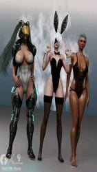 2b ass back_view beach bikini brown_hair brunette_hair bunny_suit collaboration descendant feet fingernails fit ines_raya nier:_automata nier_(series) short_hair the_first_descendant toes valby_(the_first_descendant)