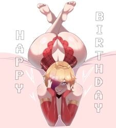 1girls ass blonde_hair blue_eyes female female_only geema_(qiyarts) huge_ass kokoe light-skinned_female light_skin solo