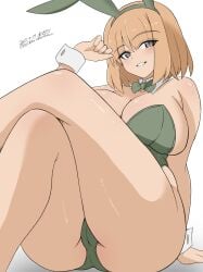1girls brave_witches bunny_ears bunnysuit cameltoe crotch female gundula_rall huge_breasts large_breasts short_hair strike_witches unkai_daraku world_witches_series