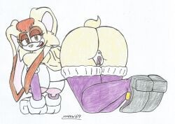 beige_body beige_fur beige_hair big_ass big_breasts big_butt dat_ass doggy_style doggy_style doggy_style_position furry high_heel_boots lipstick long_boots long_ears long_gloves looking_back_at_viewer marlon64 milf mobian_rabbit naked_boots naked_female naked_gloves orange_eyes orange_fur orange_hair showing_ass showing_off showing_off_ass smiling_at_viewer solo_female sonic_(series) traditional_drawing_(artwork) vanilla_the_rabbit white_background white_fur