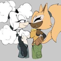 2d 2d_(artwork) 2d_artwork arms_on_hips bell_collar belly_button big_boobies big_breasts big_titties blue_eyes breasts_on_breasts breasts_squeezed_together busty busty_female cargo_pants cleavage closed_eyes cosplay dark-skinned_female deliciouscake eyelashes fangs fingerless_gloves gloves half-closed_eyes hourglass_figure lanolin_the_sheep lanolin_the_sheep_(cosplay) large_breasts long_gloves ponytail round_breasts round_butt sega sheep_ears sheep_girl sleveless_shirt smug_face sonic_(series) sonic_the_hedgehog_(idw) sonic_the_hedgehog_(series) thick_ass thick_butt thick_hips thick_thighs thighs thin_waist tight_clothing whisper_the_wolf whisper_the_wolf_(cosplay) wide_hips wide_thighs wolf_ears wolf_girl wolf_tail wool_(fur)