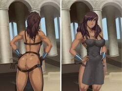 amazon apron apron_only blacksmith casual dark_skin edited fanart female hammer human ia korra outerwear pallas something_unlimited sunsetriders7 themyscira