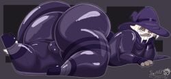 2025 ass balls big_ass big_balls big_butt chai_(lucidinbed) clothing digital_media_(artwork) fat_ass femboy furry furry_only genitals hat headgear headwear hi_res huge_ass huge_balls huge_butt latex latex_suit looking_at_viewer male mammal marine masterj291 pinniped purple_background seal simple_background smile smiling_at_viewer thick_thighs tight_clothing tusks wizard_hat