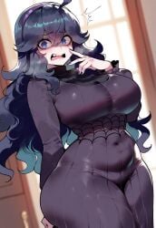 1girls ai_generated big_ass big_breasts black_fingernails black_hair blue_eyes blush breasts busty busty_female civitai dark_hair dug-lith-pls female female_focus female_only hex_maniac indoors inside large_ass large_breasts long_hair looking_at_viewer messy_hair nintendo painted_nails pointing_at_self pokemon purple_dress sharp_teeth solo solo_female solo_focus tagme thiccwithaq_(ai_style) thick_ass thick_thighs wavy_hair
