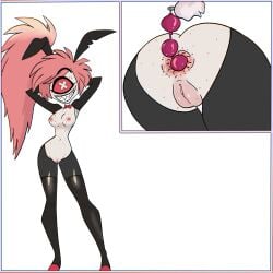 anal anal_beads anus anus_focus artllatar ass ass_focus breasts bunnysuit cherri_bomb commission demon demon_girl female freckles freckles_on_ass freckles_on_breasts freckles_on_face hazbin_hotel one_eye ponytail pussy reverse_bunnysuit tail vagina vivienne_medrano