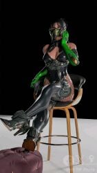 beach bikini black_hair brown_hair brunette_hair descendant feet fingernails fit freyna freyna_(the_first_descendant) mask masked_female short_hair studio the_first_descendant toes toxic toxic_waste