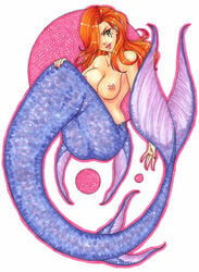 1girls areola blue_tail breasts busty cleavage cry_for_dawn dawn_(comics) eyeliner eyeshadow female fins hair_over_one_eye jpg lipstick long_hair mermaid mermaid_tail mythology nipples nude red_hair samurainataku tagme tail_fin voluptuous