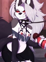 1girls 2019 2025 absurd_res angry anthro areola breasts canid canid_demon canine canis cum cum_on_body cum_on_breasts cum_on_chest demon digital_media_(artwork) eyebrows eyelashes female hair handjob hellhound helluva_boss hi_res horny horny_female leash leash_and_collar leash_pull loona_(helluva_boss) mammal midriff navel nipples penis rainbowscreen red_sclera solo stroking_penis thick thick_hips thick_thighs vivienne_medrano white_hair wolf