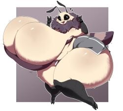 2025 breasts chest_tuft chubby female female_only furry hazel_(sssonic2) huge_ass hyper_ass hyper_breasts moth shorts thunder_thighs wings