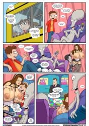 1girls 4boys alien american_dad arabatos big_breasts breast_grab breasts breasts_bigger_than_head brown_hair comic comic_page dialogue english_text female greg_corbin huge_breasts hyper_breasts inside large_breasts lisa_silver long_hair maid maid_headdress maid_uniform male multiple_boys page_16 page_number roger_smith source_request steve_smith straight text touching_breast ventzcomics ventzx
