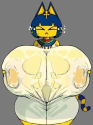 1girls adorable animal_crossing ankha ankha_(animal_crossing) anothercat anthro areola big_breasts big_nipples black_eyes blue_hair breasts cute domestic_cat felid feline felis female hair huge_breasts hyper hyper_breasts mammal markings navel nintendo nipple_piercing nipples nude orange_areola orange_nipples piercing pubes solo striped_markings striped_tail stripes tail tail_markings thick_thighs wide_hips yellow_body