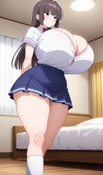 ai_generated breasts female huge_breasts long_hair please_don't_bully_me,_nagatoro purple_hair red_eyes sana_sunomiya school_uniform schoolgirl tsundere