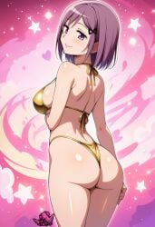 1girls 2025 adult ai_generated ass ass_focus bubble_ass bubble_butt butt_focus curvaceous curvy curvy_body curvy_female curvy_figure female female_focus female_only hair_ornament hairclip human human_only junko_kaname kaname_junko light-skinned_female light_skin looking_at_viewer looking_back madoka_worship magia_record:_mahou_shoujo_madoka_magica_gaiden magical_girl mahou_shoujo_madoka_magica milf mother puella_magi_madoka_magica purple_eyes purple_hair short_hair voluptuous voluptuous_female white_skin white_skinned_female
