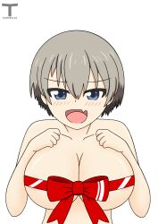 big_breasts blue_eyes blush blush_lines blushing_female breasts brown_hair female loop short_hair tony_x_play tonyxplay uzaki-chan_wa_asobitai! uzaki_hana