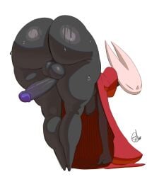 2025 2_horns absurd_res areola arthropod ass balls bent_over big_breasts big_butt big_penis biped black_areola black_body black_breasts black_nipples bodily_fluids breasts closed_eyes clothing cock-tail erection fingers ftg_crossgender fti_crossgender futanari genitals glans glistening glistening_butt gobsmacker gynomorph hi_res hollow_knight horn hornet_(hollow_knight) humanoid_genitalia humanoid_penis intersex nipples no_humans penis red_clothing rule_63 signature simple_background solo standing sweat sweatdrop team_cherry white_background