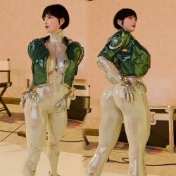 ass big_ass big_breasts black_hair breasts brunette_hair feet female fingernails fit jacket_open short_hair the_first_descendant toes uniform valby_(the_first_descendant)
