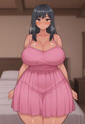 big_breasts black_hair brown_skin curvy_body female girl huge_ass solo