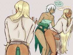 back_view cookie_run cookie_run_kingdom female female_domination female_on_top futanari intersex pegging pure_vanilla_cookie small_dom_big_sub white_lily_cookie
