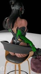 beach bikini black_hair brown_hair brunette_hair descendant feet fingernails fit freyna freyna_(the_first_descendant) mask masked_female short_hair sitting sitting_on_chair studio the_first_descendant toes toxic toxic_waste