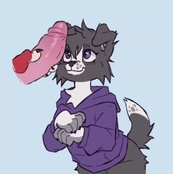 1girls 2024 2d animated animated animation anthro big_cock big_penis blush canine claws clothing cock cute dick dog_ears dog_girl dog_tail doggy erection female fluffy fur furry glossy grey_body mammal paws penis purple_clothing purple_eyes short_hair slap smile smiling spanking sweat tagme video wagging_tail yryrushkaa