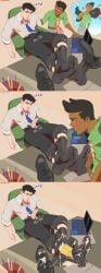 2boys aroused aroused_face black_hair blush boner chair clark_kent_(my_adventures_with_superman) cum cum_in_shoes cum_on_face cum_on_feet cum_on_glasses cum_on_shoes cum_on_socks dark-skinned_male dc feet_on_desk foot_fetish fully_clothed garter_belt_socks gay glasses heart jimmy_olsen_(my_adventures_with_superman) laptop male_foot_fetish male_only my_adventures_with_superman nonconsensual pencil pronzcrater sleeping socks sticky_note sweat thought_bubble