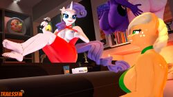 16:9 3d_(artwork) 4k 5_fingers 5_toes absurd_res anthro anthrofied applejack_(mlp) ass big_breasts big_butt blonde_hair breasts detailed_background digital_media_(artwork) duo electronics equid equine feet female female/female fingers freckles friendship_is_magic hand_on_butt hasbro hi_res holding_microphone holding_object horn huge_butt humanoid_feet keyboard_instrument mammal microphone musical_instrument my_little_pony mythological_creature mythological_equine mythology nipples one_breast_out orange_body piano plantigrade princess_celestia_(mlp) princess_luna_(mlp) purple_hair rarity_(mlp) side_boob source_filmmaker_(artwork) teasing toes trailssfm unicorn white_body widescreen