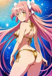 1girls 2025 ai_generated ass ass_focus bubble_ass bubble_butt butt_focus female female_focus female_only goddess human human_only light-skinned_female light_skin long_hair looking_at_viewer looking_back madoka_kaname madoka_worship magia_record:_mahou_shoujo_madoka_magica_gaiden magical_girl mahou_shoujo_madoka_magica pink_hair puella_magi_madoka_magica ribbon ribbons ultimate_madoka very_long_hair white_skin white_skinned_female yellow_eyes