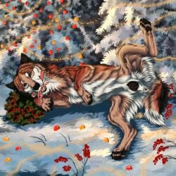1:1 2024 animal_genitalia animal_pussy anus artist_name black_nose blue_eyes bodily_fluids brown_body brown_fur brown_pussy candy_cane_in_mouth canid canine canine_genitalia canine_pussy cheek_tuft christmas christmas_tree dated facial_tuft fangs female feral fur genital_fluids genitals hi_res holidays leg_tuft lying mammal msdeadsoul neck_tuft on_side plant presenting presenting_anus presenting_pussy pussy pussy_juice_on_pussy solo spread_legs spreading teeth text tree tuft vaginal_fluids white_body white_fur
