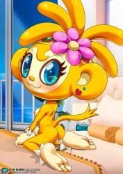 1girls :3 amiga anthro ass barefoot bbmbbf bed blush breasts diamond_level female female_only looking_at_viewer monkey nipples nude palcomix pietros_secret_club pussy samba_de_amigo sega solo