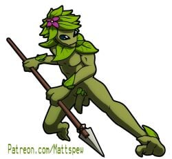 alien alien_boy attack casual_nudity flaccid flaccid_penis floran flower_on_head kick male mattspew naked penis plant plant_boy plant_humanoid spear starbound tagme weapon