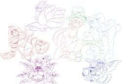 1boy 7girls aile anilingus anus ashe_(megaman_zx) ass breasts fingering group_sex masturbation mega_man mega_man_x mega_man_zx monochrome pandora_(mega_man) pussy radlionheart ran_yakumo reploid rimming robot robot_girl solo threesome touhou yuri