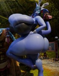 3d blender blue_skin bunny_ears bunnysuit draenei female giantess gigantic_breasts hyper_breasts larger_female world_of_warcraft