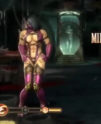 1girls breasts busty cleavage english_audio female female_focus female_only fit_female game_screenshot large_breasts mask medium_hair mileena mileena_(mk9) mortal_kombat mortal_kombat_(2011) mouth_mask shorter_than_10_seconds slim_waist solo solo_female video