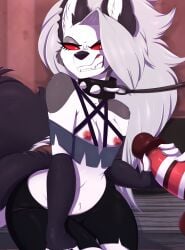 1girls 2019 2025 absurd_res angry anthro areola breasts canid canid_demon canine canis demon digital_media_(artwork) eyebrows eyelashes female hair handjob hellhound helluva_boss hi_res horny horny_female leash leash_and_collar leash_pull loona_(helluva_boss) mammal midriff navel nipples penis rainbowscreen red_sclera solo stroking_penis thick thick_hips thick_thighs vivienne_medrano white_hair wolf