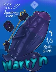 anthro big_dildo blue_background blue_penis blue_text brendan_(trickrex) condom dark_body dark_skin dildo directional_arrow duo enderman exclamation_point facial_piercing genitals glistening hi_res male maltus_vandrel measuring measuring_penis microsoft minecraft mojang nose_piercing nose_ring penis piercing purple_eyes purple_penis purple_penis_tip ring_piercing sex_toy sexual_barrier_device shocked simple_background suction_cup_dildo tape_measure text veiny_dildo warden_(minecraft) warryn_(trick_rex) xbox_game_studios
