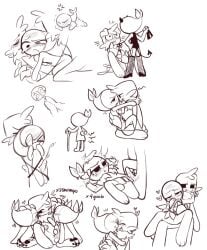 blush crying dandy's_world devil_horns devil_tail double_penetration foursome gay goob_(dandy's_world) heart shrimpo_(dandy's_world) threesome yaoi