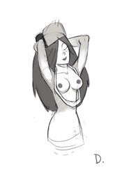 1girls disclaimer disney disney_channel disney_xd female female_only gravity_falls monochrome nipples solo straight_hair tagme wendy_corduroy