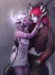 1boy 1boy1girl 1girl1boy 1girls aasimar couple couple_(romantic) demon dnd dress drow dungeons_and_dragons eyebrows eyelashes female female hair halo hi_res horns humanoid humanoid_pointy_ears incubus jewelry londraz long_nails male moon multiple_horns necklace purple_body purple_eyes purple_tongue red_hair regent_(starfallvr) shirt short_hair slitted_pupils sparkles straight tail tiefling vespera_(starfallvr) white_eyebrows white_eyelashes white_eyes white_hair white_skin