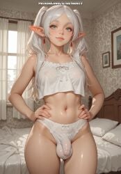 1futa ai_generated balls femboy frieren futanari hips intersex male meybekity nipples otoko_no_ko panties penis trap yaoi
