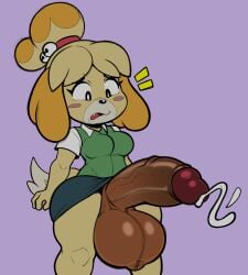 1girls animal_crossing anthro big_penis color color_edit colored colored_sketch darkened_genitalia darkened_penis dongitos eyaculation female female_only furry furry_ears furry_tail futa_only futanari intersex isabelle_(animal_crossing) nintendo penis semen
