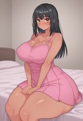 big_breasts black_hair brown_skin curvy_body female girl huge_ass solo