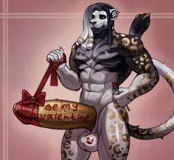 anthro big_penis felid genitals hi_res holidays huge_cock katsumizi leopard male mammal masculine pantherine penis solo valentine's_day