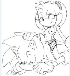 1boy 1girls amy_rose doggy_style duo female fur furry happy_male happy_sub hedgehog male male_penetrated monochrome pegging randomguy999 romantic sex_toy sonic_(series) sonic_the_hedgehog straight strap-on wholesome