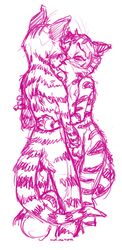 2012 2boys anthro balls calvin_mcmurray cat cat_ears cat_tail dorian_zibowski duo felid feline freckle_mcmurray furry gay handjob kissing lackadaisy male male/male male_only nude penis simple_background sketch tail therabbitd uncolored webcomic whiskers white_background zib