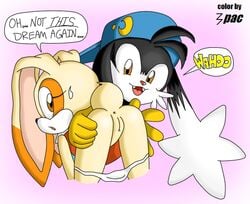 3pac ass brown_eyes cream_the_rabbit crossover klonoa klonoa_(series) namco presenting sega sonic_(series) sweat