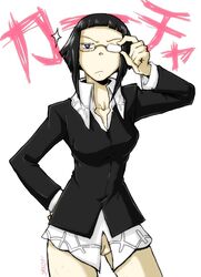 black_hair edit female glasses looking_at_viewer nekomate14_edited solo soul_eater yumi_azusa