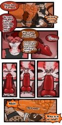 1:2 2021 9:18 anthro ass biped canid cobalt_(tatsuchan18) collar comic detailed_background dialogue english_text fenrir_(tatsuchan18) fur genitals group hair havoc_(tatsuchan18) hi_res hyaenid lying male mammal on_back open_mouth penis speech_bubble standing tatsuchan18 text trio