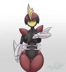 2021 anthro areola artist_name bisharp breasts digital_media_(artwork) english_text eyebrows eyelashes female generation_5_pokemon genitals hi_res latiar mouth_closed nintendo nipples number pokemon pokemon_(species) pussy shadow simple_background solo standing text thick_thighs white_sclera wide_hips