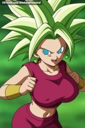 ai_generated aindroidparanoid big_breasts blue_eyes breasts cameltoe cleavage dragon_ball dragon_ball_super female female_only fight fighting_pose fighting_stance fit_female green_hair hips huge_breasts kefla kefla_(dragon_ball) large_breasts midriff narrow_waist navel nipples outdoors pussy slim_waist space stable_diffusion super_saiyan warrior