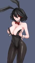 1girls artist_request big_ass big_ass_(female) big_breasts big_butt black_hair black_hair_female bowtie bunny_costume bunny_ear bunny_girl bunny_tail bunnygirl bunnysuit cleavage fat_ass fat_ass_teen fat_breasts fat_butt female female_only girl_only hands_on_breasts holding_breasts holding_own_breasts huge_ass huge_breasts huge_butt huge_tits_teen kill_la_kill matoi_ryuuko only_female only_girl remastered slutty_teenager solo solo_female solo_focus teen_girl teenage_girl teenager thick_legs thick_thighs tie tomboy upscaled young young_female young_girl young_woman